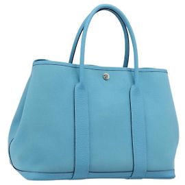 Hermès Bolso Tote HERMES Garden Party PM Canvas Blue Silver Auth LN144M