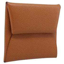 Hermès Monedero HERMES Bastia de cuero marrón auténtico 204796M