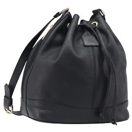 Borsa a tracolla Burberrys in pelle nera e oro Auth 204637A