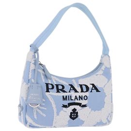 Bolsa de mão PRADA Canvas Blue Silver Auth ka6211V