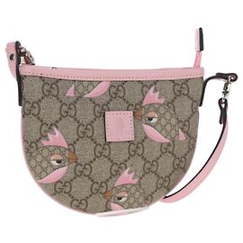 Borsa GUCCI GG Supreme Papagallo per bambini in PVC e pelle beige 297540 Auth 199825M
