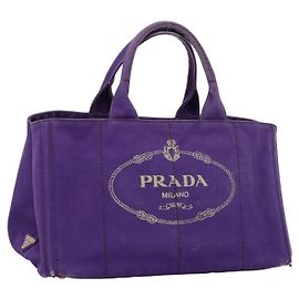 Saco Tote PRADA Canapa GM Canvas Roxo Ouro Auth 204261