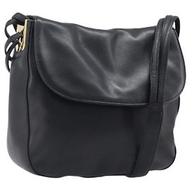 BALLY Schultertasche aus Leder Schwarz Gold Auth 202700V