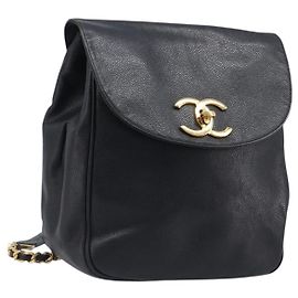 Zaino CHANEL Matelasse Caviar Skin Black Gold CC Auth 200481V