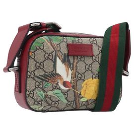 Borsa a tracolla GUCCI GG Supreme PVC Beige Silver 450948 Auth 202809SAV
