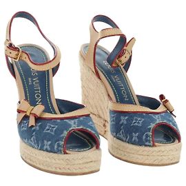 Sandali Espadrilles LOUIS VUITTON Monogram Denim Blue LV Auth ar14173V