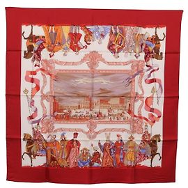 Hermès HERMES Carre 90 Scarf Silk "TURQVERIES EN L'HONNEUR DE MHT" Red Auth ki6858
