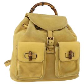 Zaino GUCCI Bamboo Suede Yellow Gold 003 58 0016 Auth 200716A