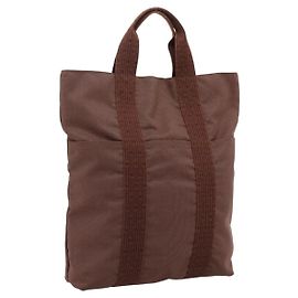 Hermès HERMES Her Line Cabas Handtasche Canvas Brown Auth 205879A