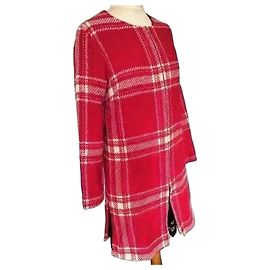 Agnès b. Perry Red Plaid Light Wool Coat