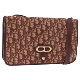 Borsa a tracolla Christian Dior Trotter Canvas Rosso Oro Auth 184210