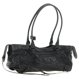 Bolso de mano BALENCIAGA Lucity Eastwest de cuero 2way negro 845704 Auth 185341SM