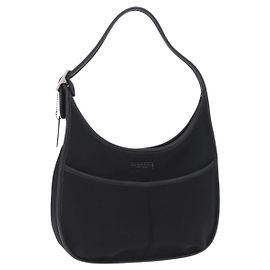 Coach Schultertasche Nylon Black Silver Auth ar14243