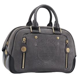 LOUIS VUITTON Stamp Bag PM Handtasche Wildleder Grau Gold M95237 LV Auth 203148V