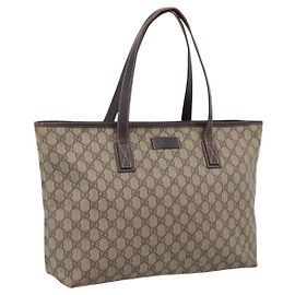 GUCCI GG Supreme Tote Bag PVC Beige 211137 Auth 205165