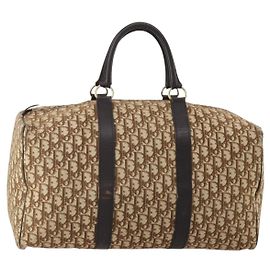Borsa Boston Christian Dior Trotter Canvas Marrone Oro Auth 201940
