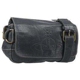 Borsa a tracolla Vivienne Westwood in pelle nera autentica 204052