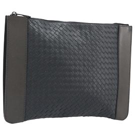 Borsa a pochette BOTTEGA VENETA INTRECCIATO in pelle grigia autentica 204402