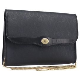 Borsa a tracolla Christian Dior Honeycomb Chain PVC Nero Tono Oro Auth 204705A
