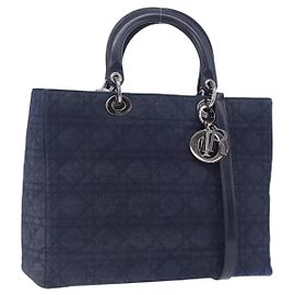 Borsa Christian Dior Lady Dior Canage Denim 2way Blue Silver Auth ka6292V