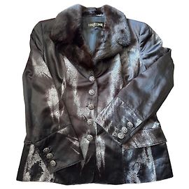 Roberto Cavalli Blazer mit Kunstpelzkragen