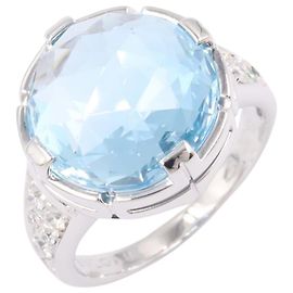 Bulgari Anel Bvlgari Parentesi Cocktail Topázio Azul e Diamantes