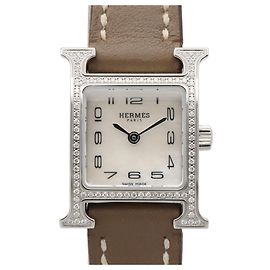 Hermès Hermes H-Watch Mini Diamond Bezel Wristwatch