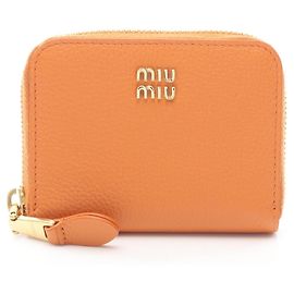Monedero de piel naranja Miu Miu