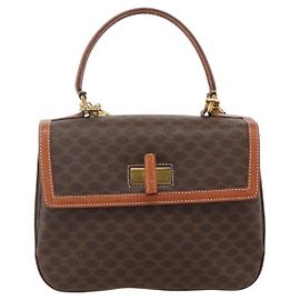 Céline Celine Vintage Convertible Top Handle Macadam Coated Canvas Medium