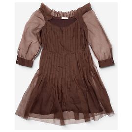 Prada SS08 Plissiertes Chiffon-Tüll Midikleid