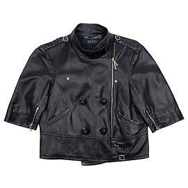 Gucci von Frida Giannini SS08 Napoleon Lederjacke mit kurzen Ärmeln