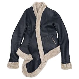 Casaco de Pele e Shearling Reversível com Decote Rick Owens AW11 ‘Limo’