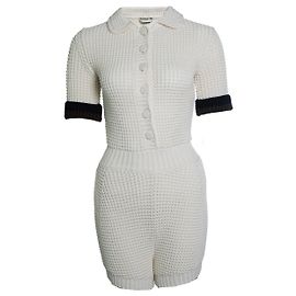 Fendi, Gestrickter Playsuit mit schwarzen und braunen Ärmeln