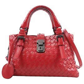 Borsa a mano Bottega Veneta Intrecciato Roma in pelle rossa