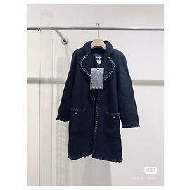 Chanel Mantel aus Tweed in Navy Größe 36