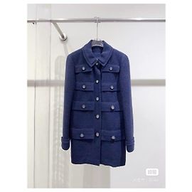 Chanel Mantel aus Tweed Navy