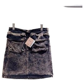 Saia Miu Miu em denim cinza tie-dye