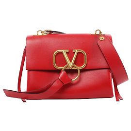 Borsa a tracolla in pelle Valentino Garavani VRing in rosso