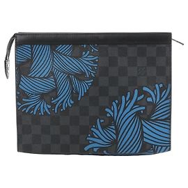 Louis Vuitton Pochette Voyage Damier Graphite Clutch in Black x Blue N62260