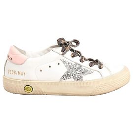 Golden Goose Glitter Star Kids Sneaker in White x Pink, Größe 28 EU