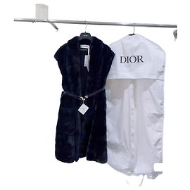 Autre Marque Cappotto Dior Nero con Rifiniture in Visone e Cintura