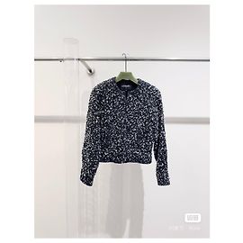 Chanel Jacke aus schwarzem Tweed mit Schneeflocken Jacquard Größe 36