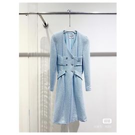 Chanel Mantel aus blauem Tweed