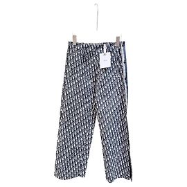 Autre Marque Dior Hose mit Logo Print Hoher Bund Schwarz