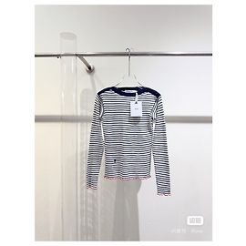 Autre Marque Dior Oberteil Navy aus Baumwolle mit Sternknopf