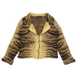 Chaqueta cárdigan Roberto Cavalli AW02 con estampado de tigre Fuzzy Safari