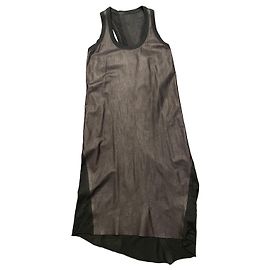 Autre Marque Isaac Sellam Experience Asymmetrisches Kleid aus Leder & Baumwolle Schwarz