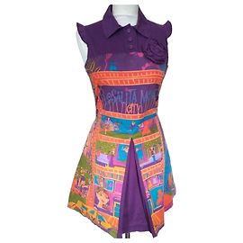 Autre Marque Rosalita Mc Gee Preppy Cotonnade Ärmelloses Kleid mit Stadtprint