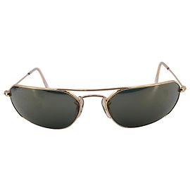 Ray-Ban Vintage Gold Metal 3148 Geometrische Sonnenbrille mit Doppelsteg
