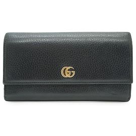 Gucci GG Marmont Petite Marmont Continental Wallet aus schwarzem Leder